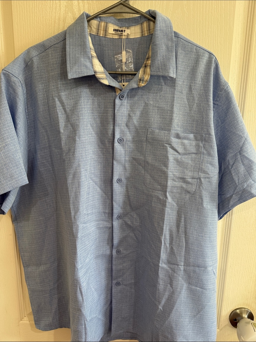 Coofandy Light Blue Short-Sleeve Button-Down Shirt
